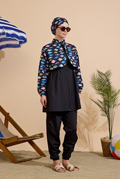 GAVLİA Women's Hijab Swimsuit 3-Piece Set Full Coverage Zippered..