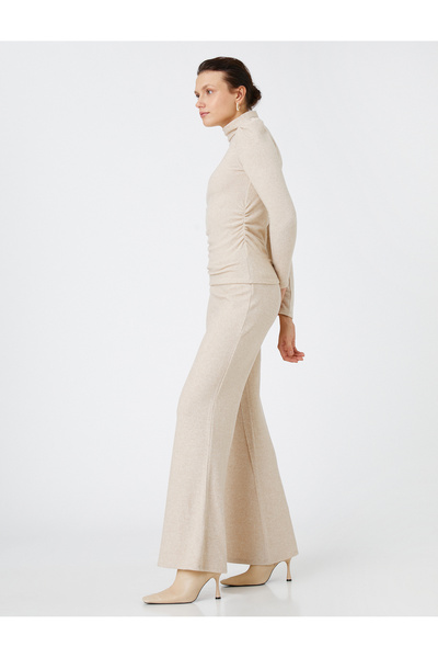 Koton Flared Leg Trousers with Elastic Waist