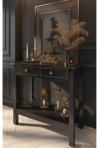 Boyut Mobilya Joi 2 Çekmeceli, Dekoratif Siyah Mdf Dresuar