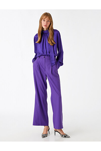 Koton Satynowa bluzka z wysokim kołnierzem