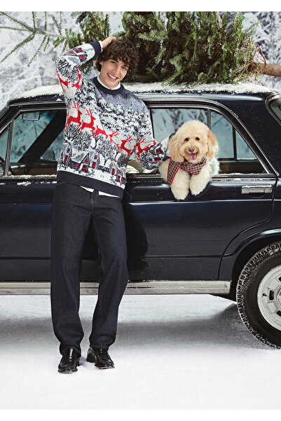 Mavi Pulover Geyik Jacquard Bleumarin Croială Normală / Regular croială 07104...