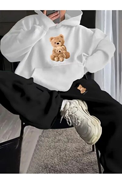 DİVİN Women's Printed Oversized Sweatshirt - Sweatpants 2-Piece Set