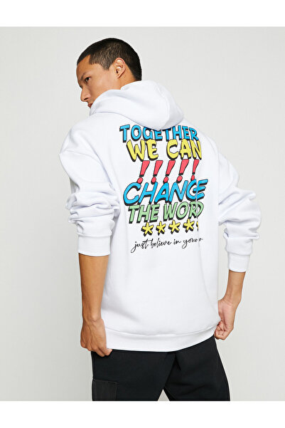 Koton البلوز المعتاد مقنعين الشريط المطبوع