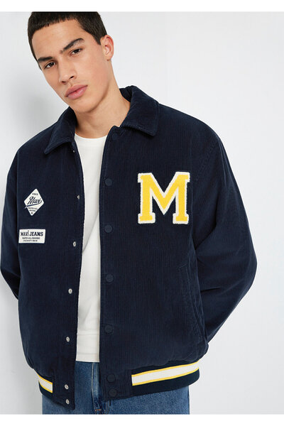 Mavi Navy Blue Jacket with Embroidery Detail Loose Fit / Relaxed Fit 0110765-...