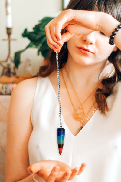 TAŞ SEPETİ 7 Chakra Natural Stone Pandula Pendulum