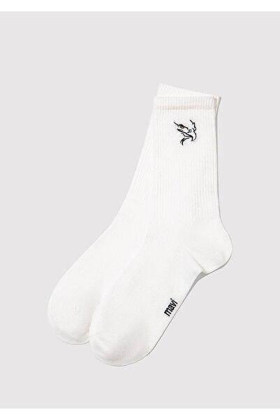 Mavi Bird Embroidered White Socks 0912186-620