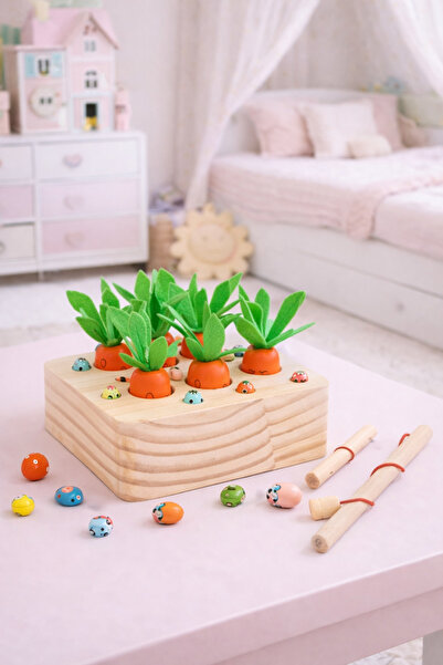 OEM Joc educativ din lemn 2-în-1 – Sortator morcovi și pescuit magnetic, 17 p...