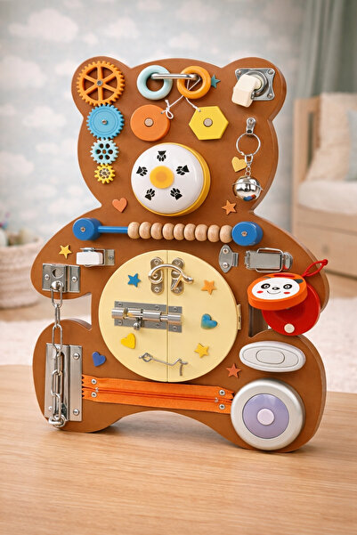 OEM Образователна играчка за множество дейности, Монтесори дървена дъска, каф...