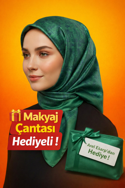 Picasso وشاح كريستالي أخضر زمردي بمظهر حريري – تصميم أنيق بنسيج التويل 90×90