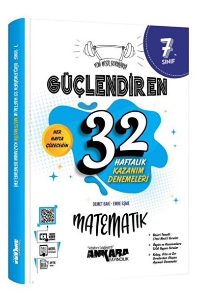 Ankara Yayıncılık 7. Sınıf Güçlendiren Matematik 32 Haftalık Kazanım Denemesi...