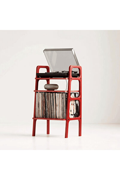 Woodesk Aria, Ahşap Kitaplık Ve Pikap Standı, 90x50, Kırmızı Renk