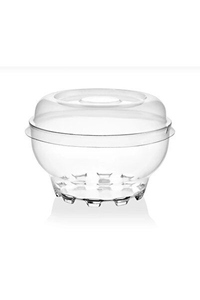 Poppy Kapaklı Plastik Kristal Yuvarlak Kase - 25 adet