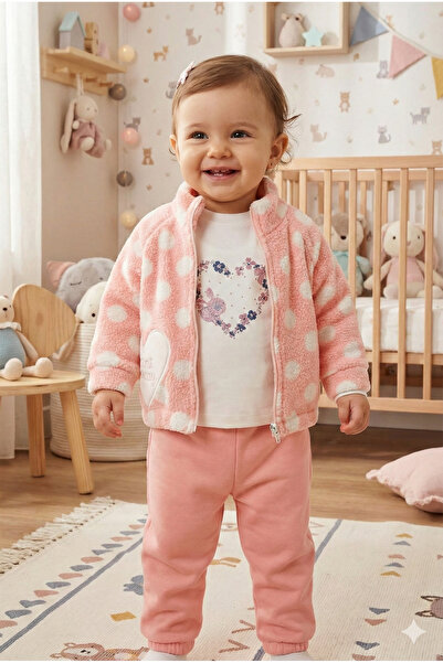 Mini Baray Baby Girl Plush Coat 3-Piece Set