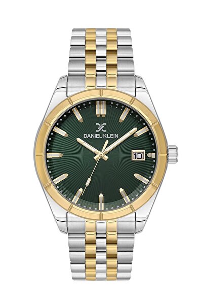 Daniel Klein Rolex Kasa İçi Yeşil Sarı Gümüş Kordon Erkek Kol Saati Su Geçirm...