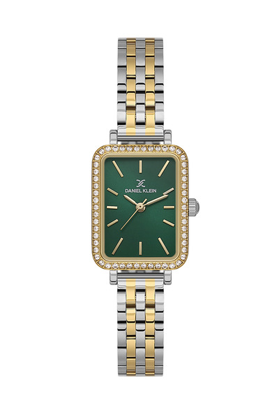 Daniel Klein ساعة نسائية فاخرة من الفولاذ المقاوم للصدأ باللونين الفضي والذهب...