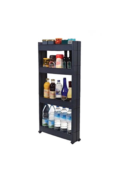 Mulina Home SLİM 4 KATLI ÇOK AMAÇLI TEKERLEKLİ ORGANİZER RAF (ANTRASİT)