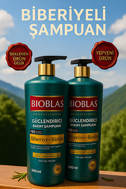 Bioblas 2 x 900 ML BİBERİYE & BİOTİN & Herbal B19 Dökülme Karşıtı Güçlendiric...