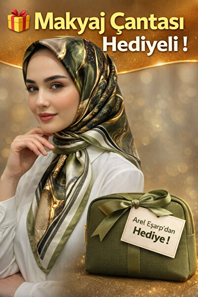 Picasso İpek Görünümlü Yeşil Kristal Eşarp – Twill Şık Tasarım 90x90