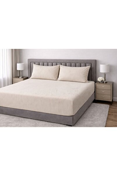 Arma Concept ملاءة مطاطية مزدوجة من قماش Ranforce بنمط مخطط و2 غطاء وسادة