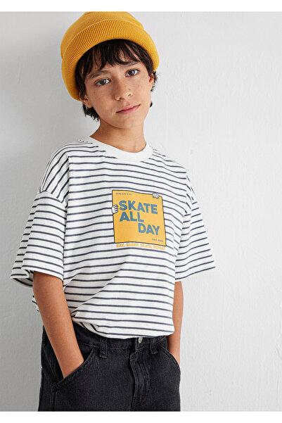 Mavi Skate All Day Printed Ecru T-Shirt Oversize / Wide Cut 6610263-89187