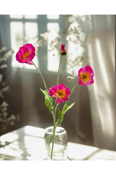 Home Yapay Fuşya Gelincik Çiçeği 12 Dallı (3 Adet ) 1. Kalite , Toplam 12 çiç...