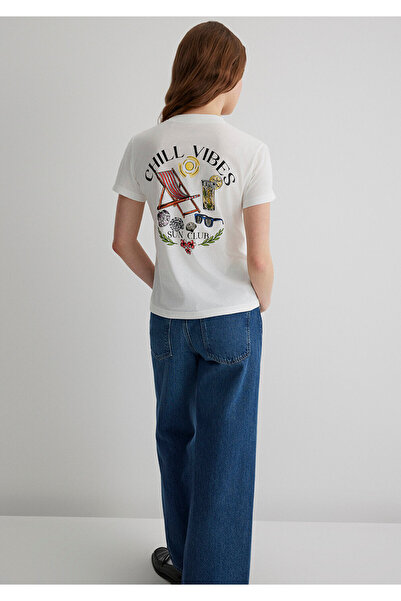 Mavi Bedrucktes Ecru-T-Shirt mit halbschlanker Passform / Semi Slim Fit 16131...