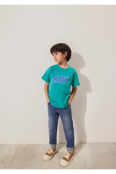 Mavi تي شيرت أخضر مطبوع عليه الشعار مقاس عادي 6610030 -71711