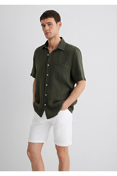 Mavi Зелена лляна сорочка Regular Fit / Нормальний крій 0211473-71587