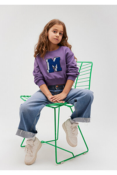 Mavi M Logo Baskılı Mor Sweatshirt 7S10079-88135