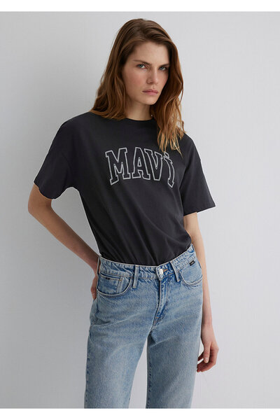 Mavi Logo Baskılı Siyah Tişört Regular Fit / Normal Kesim 1611193-900