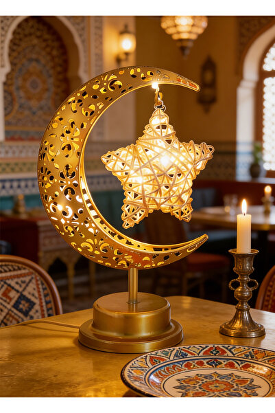 Yoawllty أضواء زينة رمضانية، مصابيح ليلية على شكل هلال ونجمة، مصباح رمضاني لت...