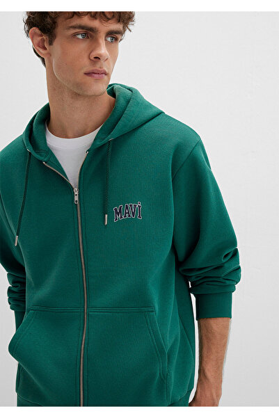Mavi Logo Baskılı Fermuarlı Yeşil Sweatshirt 0611715-71874