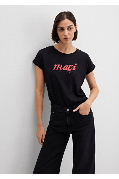 Mavi Schwarzes T-Shirt mit Logodruck, Slim Fit / Slim Fit 166422-900