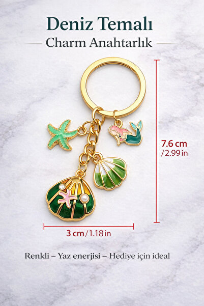 Hilosh سلسلة مفاتيح وإكسسوار حقيبة بتصميم حورية البحر مع تفاصيل خضراء وشكل صد...