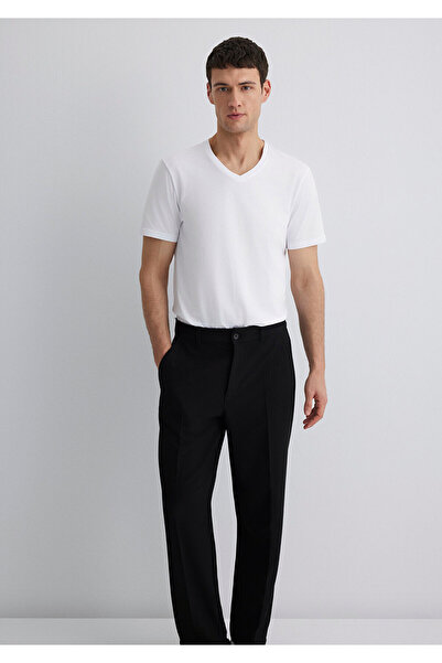 Mavi Beyaz Basic V Yaka Tişört Slim Fit / Dar Kesim 065586-620