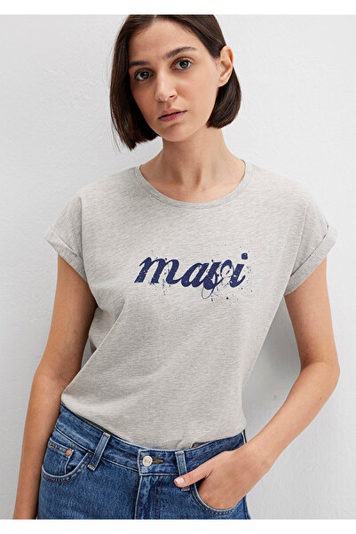 Mavi Sivé tričko s voľným strihom s logom - 166422 -25702