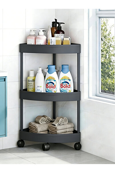 Leon Lifestyle 3-Tier Corner Shelf Organizer for Bathroom and Kitchen with Wh...