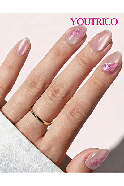 Youtrico 30 قطعة من أظافر الضغط، درع دائري قصير، محيط حورية البحر، أظافر صناع...