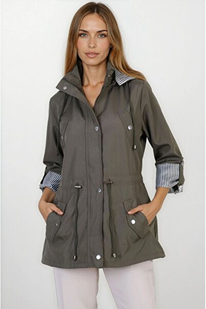 Spazio Christensen Kapüşonlu Çıtçıtlı Katlamalı Kol Kaban HAKİ