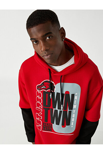 Koton College supradimensionat Swea tricou Hanorac cu glugă cu căptușeală din...