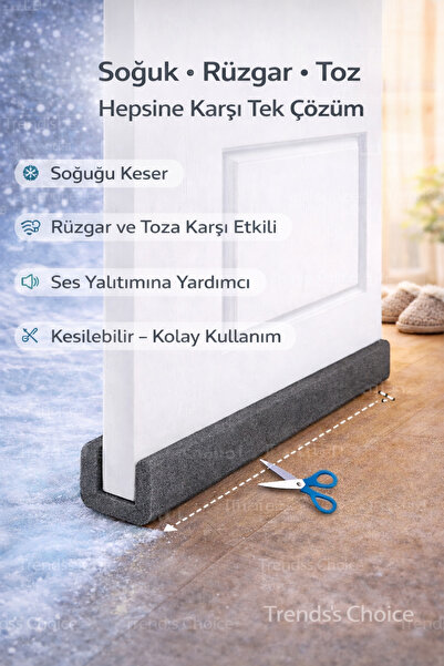 trends's choice 6 Adet Kapı Altı Rüzgâr, Soğuk ve Toz Önleyici Yalıtım Süngeri - Antrasit Renk