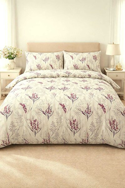 Cottonest طقم غطاء لحاف قطني مزدوج بنمط زهور