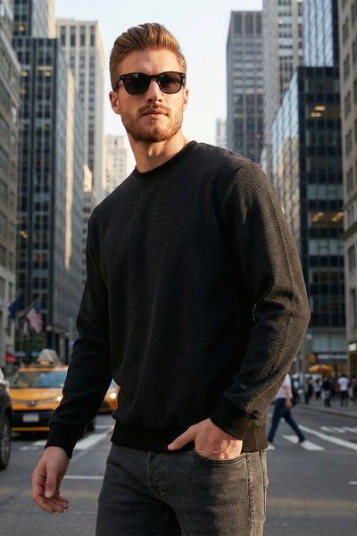 Buratti Slim Fit Crew Neck Cotton Pullover Men's Sweatshirt 456201