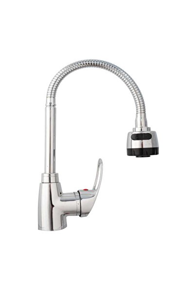 ECO Baterie de bucătărie cu cioc flexibil, monocomandă, finisaj cromat, argintiu