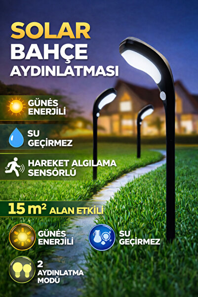 Ecuy Solar Bahçe Aydınlatması Sensörlü, Su Geçirmez, Güneş Enerjili 15m² Alan...