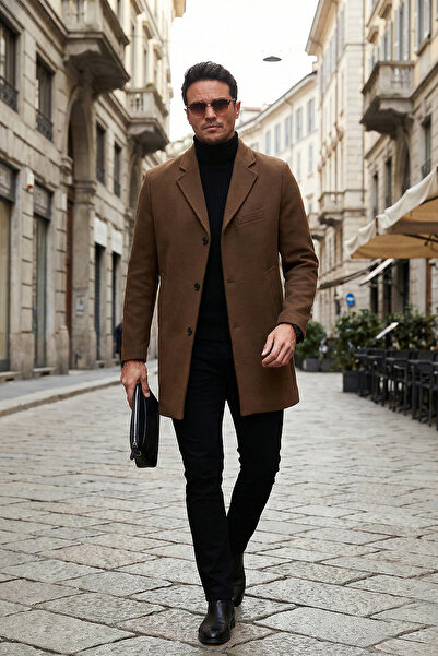 Buratti معطف رجالي ذو ياقة مونو بزر واحد من نورمال مولد، معطف رجالي 5840098