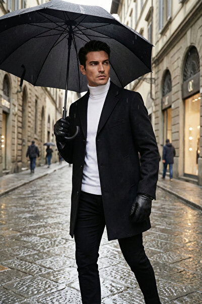 Buratti معطف رجالي ذو ياقة مونو بزر واحد من نورمال مولد، معطف رجالي 5840098