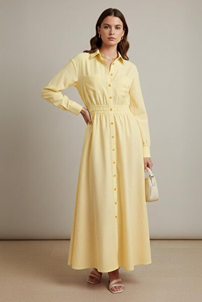 Loreen Rochie maxi cu mâneci lungi pentru femei, cu detaliu de centură la gul...