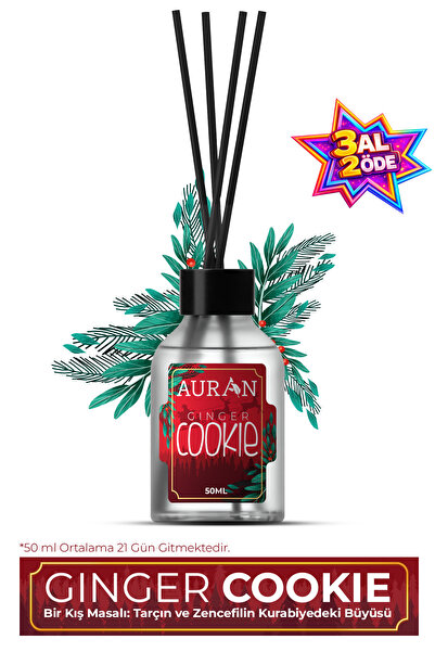 AURAN Ginger Cookie Çubuklu Oda Kokusu Bambu Ortam Kokusu Zencefilli Kurabiye...
