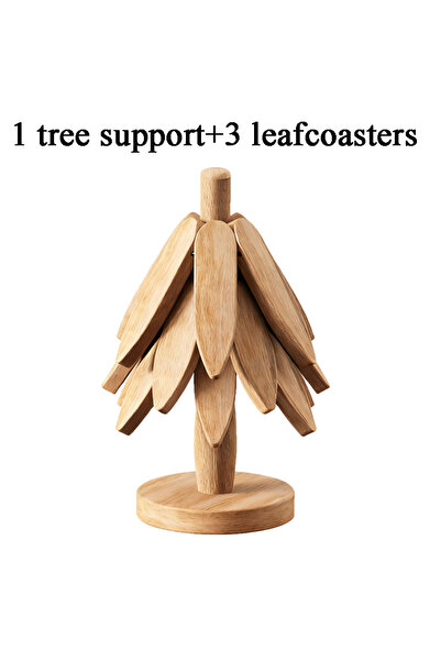 Choice L 3pcs-B Tree Shape Wooden Trivet Set 4 Trivets + 1 Stand for Hot Dish...